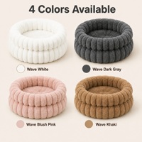 Coussin pour animaux de compagnie en peluche ondulée côtelée, double couche, avec rebord amovible, coussin intérieur moelleux, pour chat et petit chien, toutes saisons, lavable en machine, OEM