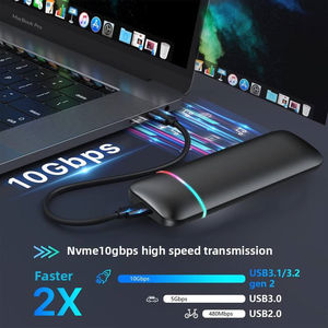 RGBモバイルSSDエンクロージャデュアルプロトコルNVMe/NGFF USB3.1 10G高速SATA M2内蔵ライトUSBボックスコンピュータゲーム用 - Product Image 2