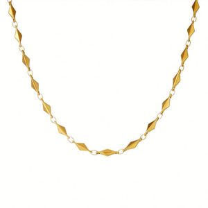 Collar Sencillo de Acero Inoxidable Chapado en Oro, Antideslustre, con Cadena de Eslabones Geométricos Irregulares Tipo Semilla de Melón, Gargantilla para Mujer - Product Image 2