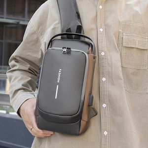 Men's Stylish Anti-Theft Crossbody <b>Bag</b> with Combination Lock Convenient for Travel Fashion Zipper Closure Casual Wear - Product Image 1