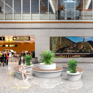 Y815 Mobilier d'extérieur Table confortable avec pot de fleurs et chaise incurvée Lune pour jardin centre commercial immeuble de bureaux hôtel - Product Image 2