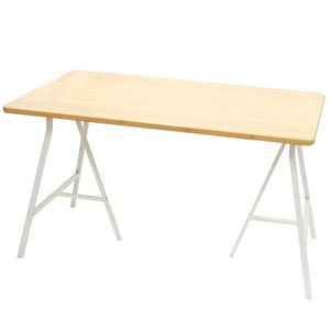 [Custom Made by Manufacturer] Rectangular Minimalist Office <b>Desk</b> with Carbon Steel Legs and Bamboo Dining Table - Product Image 1