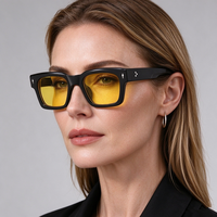 Lunettes Décoratives Quotidiennes Décontractées, Lunettes de Soleil Personnalisées, Monture Carrée Rétro Tendance Style Ancien pour Hommes et Femmes