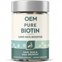 Biotine pure 5000 mcg Booster pour la croissance des cheveux, de la peau et des ongles, 120 capsules végétariennes
