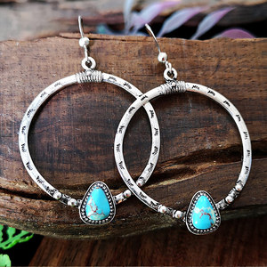 Orecchini Pendenti Rotondi Vintage per Donne, Aspetto Turchese, Orecchini Pendenti Statement, Gioielli di Moda per Uso Quotidiano e Feste - Product Image 2
