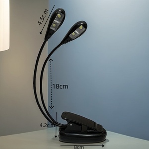 Lámpara de pie eléctrica para partituras con clip, doble varilla, pequeña lámpara de escritorio, luz nocturna de lectura, protección ocular - Product Image 2