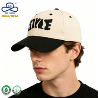 Gorras de Béisbol de Algodón Premium de Dos Tonos con Logotipo Bordado con Letras Estilo Vintage OEM ODM para Uso Casual y Estilo Urbano