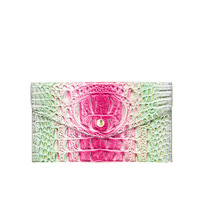 Dompet Wanita Bergaya Retro Eropa Amerika Terbaru Multi-warna, Dompet Clutch Motif Kulit Buaya, Dompet Brahmin Bahan Poliester