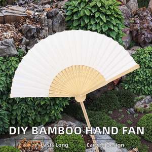 Abanico de Papel de Bambú al por Mayor para el Año Nuevo Chino y Bodas, Plegable, en Blanco, para Arte DIY, Técnica Tradicional Folclórica Tallada y Pintada - Product Image 2
