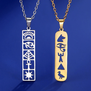 Collar con Colgante de Ojo de Horus y Cruz Ankh, Cartucho Egipcio, Gérilfo, Acero Inoxidable, Joyería Espiritual Antigua - Product Image 1