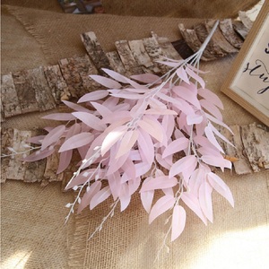 2025 nóng bán 21 inch 5 chi nhánh nhân tạo thực vật lá lụa liễu cây xanh lá cho đám cưới sự kiện trang trí sân vườn - Product Image 4