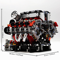 Mould King 10130, Superdeportivo F488 Motorizado, Modelo de Motor V8 2718, Ensamblaje Mecánico Detallado, Juego de Bloques de Construcción para Exhibición en Escritorio