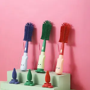 3 en 1 sans BPA bébé enfants bouteille brosse de nettoyage de paille de mamelon brosse de nettoyage de bouteille en Silicone avec poils doux