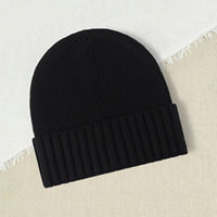 Bonnet unisexe vintage en tricot côtelé avec logo personnalisé, bleu brume et blanc, à revers, chaud et extensible pour l'hiver, vente en gros OEM, avec nœuds et lettres