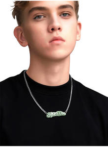 Natural Jade Feicui <b>Charm</b> Pendant S925 Silver Cuban Chain Jade Piece Classic Style Forever Star D1066/D1067 <b>Graduation</b> Perfect - Product Image 4