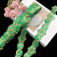 4cm diy garmen Aksesori berpayet kain trims tulle mesh bordir bunga warna-warni payet kostum gaun hiasan renda