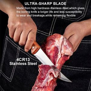 Factory Custom Cheap Wood Handle <b>Sharp</b> Serrated Blade Steak <b>Knife</b> Stainless Steel <b>Kitchen</b> Cooking Paring Boning <b>Knives</b> Set - Product Image 3