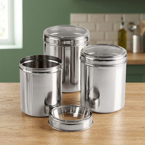 Recipiente de almacenamiento de acero inoxidable, tapa superior - Product Image 3