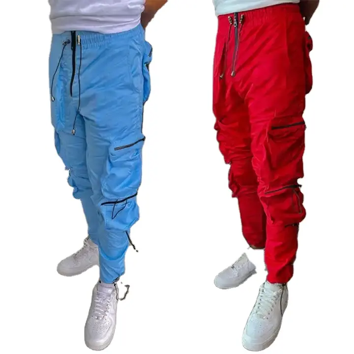 Casual Pants Hosen Herren Skinny Jogger Cargo Multi-Pocket Overalls Übergroße Straight Hip Hop Streetwear Hose mit Taschen