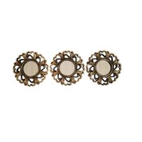 Ensemble de 3 miroirs muraux ronds vintage sculptés, cadre en métal antique, miroir décoratif pour la maison, salon, décoration murale