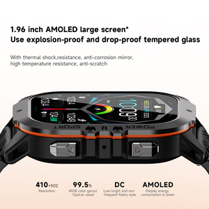 C26 1.96 "AMOLED สมาร์ทวอทช์พร้อม BT CAL, โหมดกีฬา100 + อัตราการเต้นของหัวใจและการนอนห<span class=keywords><strong>ล</strong></span>ับ1 ATM กันน้ำผู้ช่วยเสียง Ai - Product Image 3
