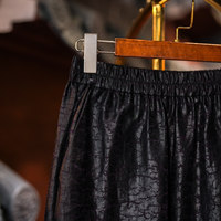 Pantalon large à jambe droite et taille élastique amincissante noir polyvalent pour femme, pantalon long en gaze de soie Xiangyun 5937