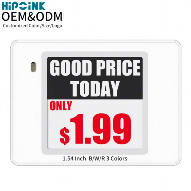 HIPOINK Epaper 1.54 Inch EInk Electronic Shelf Label Digital Price Tags White 5-Year Battery Life BLE/2.4GHz 180 View Angle