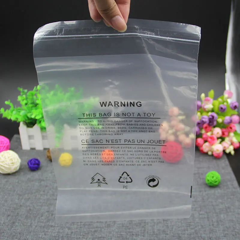 PE Factory wholesale self seal adhesive plastic poly suffocation warning bags clear cello cellophane plastic bags for clothing