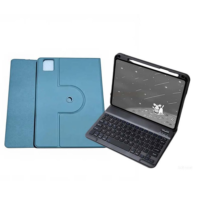 Compatible with VIVO Pad 11-inch Tablet Case, 360° Rotatable, Full-Coverage PU Leather with Wireless Keyboard & Stylus Holder