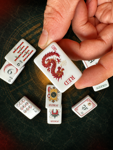 Luxuriöse Moderne Mahjong-Steine - Wasserfest & Langlebig Verpacktes Geschenkset |   Designs Dirty Gingham Plum Buddha Ringer Tortis - Product Image 5