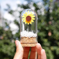 Mini cúpula decorativa de borosilicato transparente soplada a mano con decoración del hogar Europa arte popular girasol ecológico