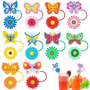 Capuchon de paille à boire papillon double couche personnalisé étui de paille créatif-motif de fleurs-cache-poussière détachable pour les fêtes - Product Image 5