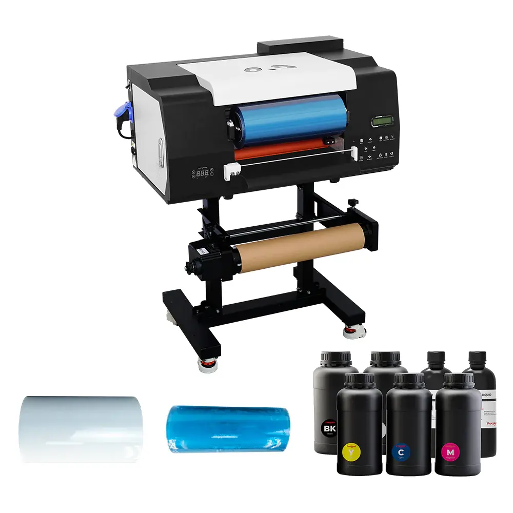 17" 2 in 1 Two Print Heads Gold Foil Label Printing Machine Roll Printer A4 A3 Size Digital UV Sticker DTF Flatbed Printer
