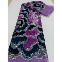 Nouveau Tissu en Dentelle de Velours de Luxe Brodé de Perles et de Paillettes 2026 pour Robe de Mariée, Tissu de Broderie en Dentelle, Rideaux Majlis et Décoration Intérieure Arabe