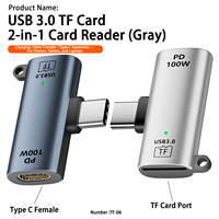 Lector de Tarjetas Tipo-C 2 en 1 USB3.0 TF, Adaptador OTG con Carga PD de 100W, Compatible con Tarjetas Micro SD de 2TB para Teléfono y Portátil