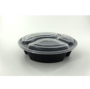 HACAMY 3 Compartment <b>Microwavable</b> Disposable PP Plastic Food Containers with Airtight Lids Leakproof Takeout Bowls - Product Image 1