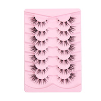 Faux cils supérieurs transfrontaliers, en fibres synthétiques semi-artisanales, naturellement recourbés, noir intense, cils en bande 3D naturels