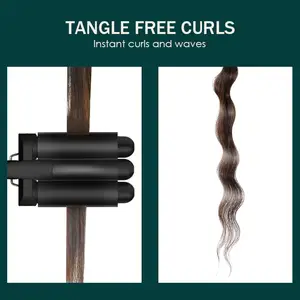 Professional Salon Deep Waver Ceramic Coating Dual Voltage Beach Waves 3 Triple Barrel Hair Curling Iron