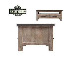 Table basse en bois de marque ATLAS Meuble de salon 2 tiroirs en bois de chêne, de pin et d'acacia du Vietnam - Product Image 5