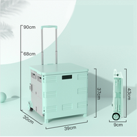 Chariot de rangement pliable en plastique vert de bonne qualité, chariot pliable carré en PP durable pour le camping