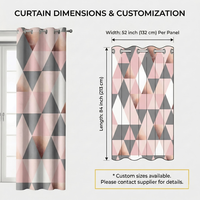 Cortinas Opacas Modernas con Estampado Digital de Triángulos Geométricos Rosa y Gris, con más del 90% de Sombreado, para Oscurecer la Habitación, Decoración del Hogar