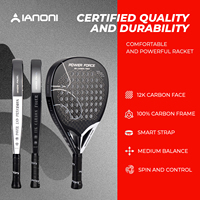 Raquette de padel Caston Sports IANONI POWER FORCE noire 12K personnalisée en fibre de carbone, surface 3D, raquette de padel professionnelle