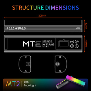 FEELWORLD MT2 Tube Light, Luz de Tubo Portátil Pavotube II RGB para Fotografí<span class=keywords><strong>a</strong></span>, LED 2600K~6000K, Mini Luz de Tubo RGB con Control por Aplicación - Product Image 6