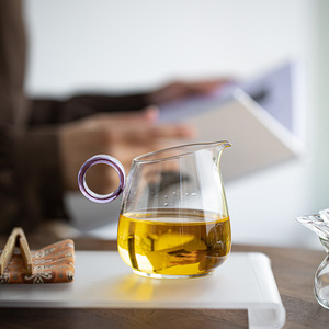 High Borosilicate Glass Fairness <b>Cup</b> With Purple Handle <b>Tea</b> Dispenser For Kung Fu <b>Tea</b> <b>Set</b> - Product Image 1