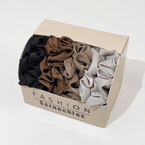 สีผ้าไหมซาตินผม scrunchies นมระบบกาแฟสําหรับผู้หญิงอุปกรณ์เสริมผม - Product Image 1