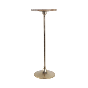 Elegante tavolino da salotto sottile in metallo con piano in marmo e base a tromba per l'arredamento della stanza - Product Image 4