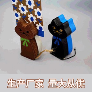 Porte-cartes de visite Miranda Cat en bois, décoration de bureau artisanale, couleur bleu-noir antique, boîte à cartes en bois massif en forme d'animal - Product Image 2