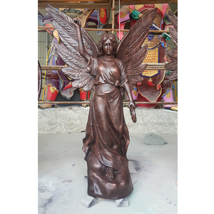 Stile occidentale famoso metallo ottone angelo religioso Gabriel a grandezza naturale arcangelo Michael statua scultura in bronzo con diavolo - Product Image 5