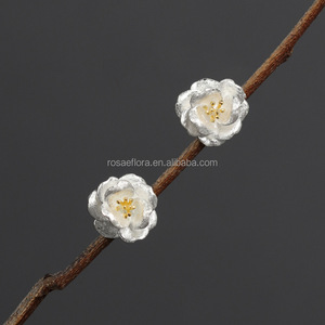 Pendientes de Flor de Camelia Rosaeflora "Suspiro de Primavera", Plata de Ley 925 Genuina, Joyería Fina, Regalo Romántico para Chicas - Product Image 1