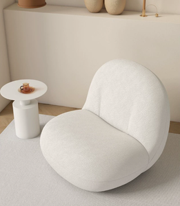 <span class=keywords><strong>Fauteuil</strong></span> lounge en laine d'agneau en tissu boucle blanche Chaise de loisirs en bois design moderne Canapé d'appoint <span class=keywords><strong>Fauteuil</strong></span> simple - Product Image 4